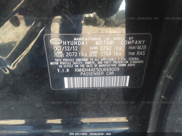 Photo 8 VIN: KMHDH4AE5DU668009 - HYUNDAI ELANTRA 