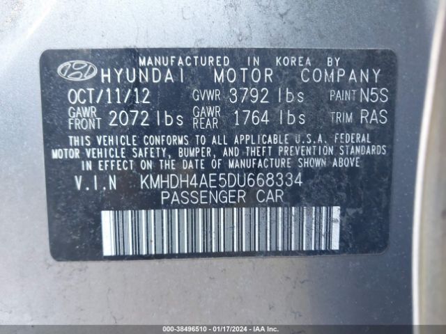 Photo 8 VIN: KMHDH4AE5DU668334 - HYUNDAI ELANTRA 