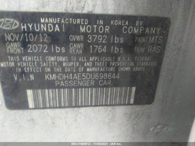 Photo 8 VIN: KMHDH4AE5DU698644 - HYUNDAI ELANTRA 