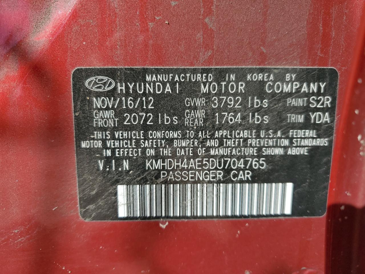 Photo 11 VIN: KMHDH4AE5DU704765 - HYUNDAI ELANTRA 