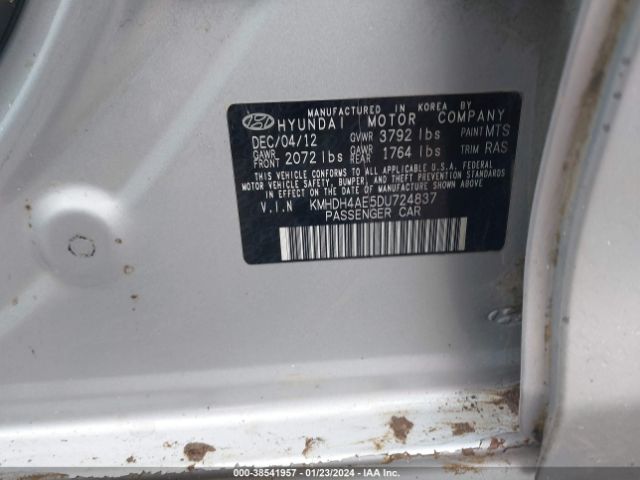 Photo 8 VIN: KMHDH4AE5DU724837 - HYUNDAI ELANTRA 