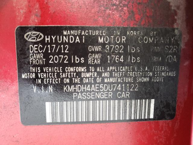 Photo 9 VIN: KMHDH4AE5DU741122 - HYUNDAI ELANTRA GL 