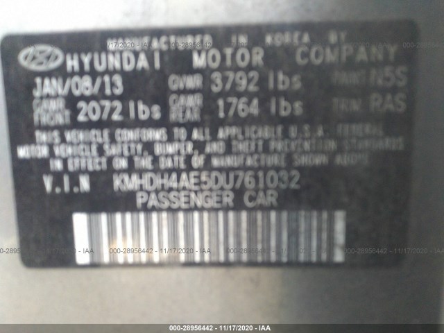 Photo 8 VIN: KMHDH4AE5DU761032 - HYUNDAI ELANTRA 