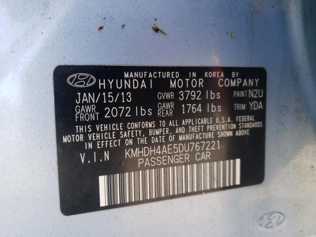 Photo 9 VIN: KMHDH4AE5DU767221 - HYUNDAI ELANTRA GL 