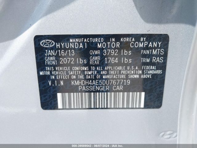 Photo 8 VIN: KMHDH4AE5DU767719 - HYUNDAI ELANTRA 