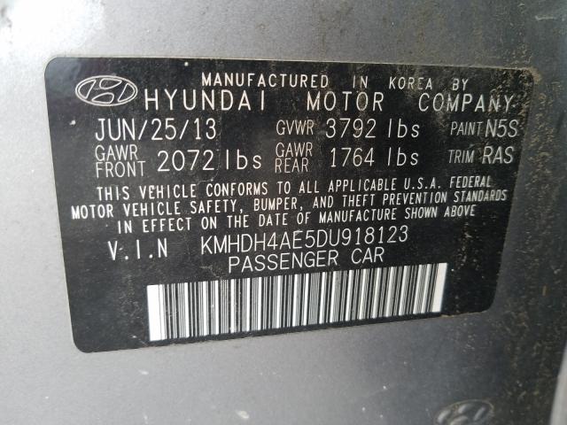 Photo 9 VIN: KMHDH4AE5DU918123 - HYUNDAI ELANTRA GL 