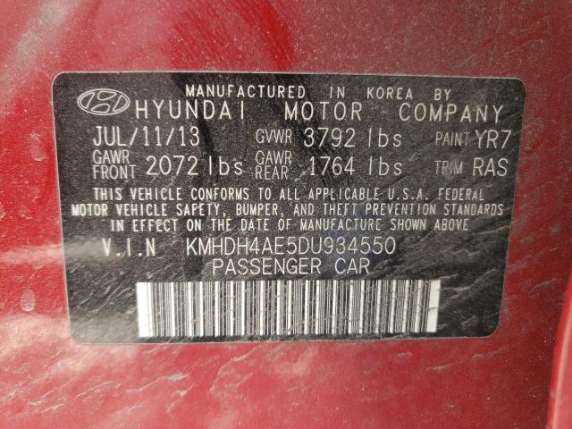 Photo 9 VIN: KMHDH4AE5DU934550 - HYUNDAI ELANTRA GL 