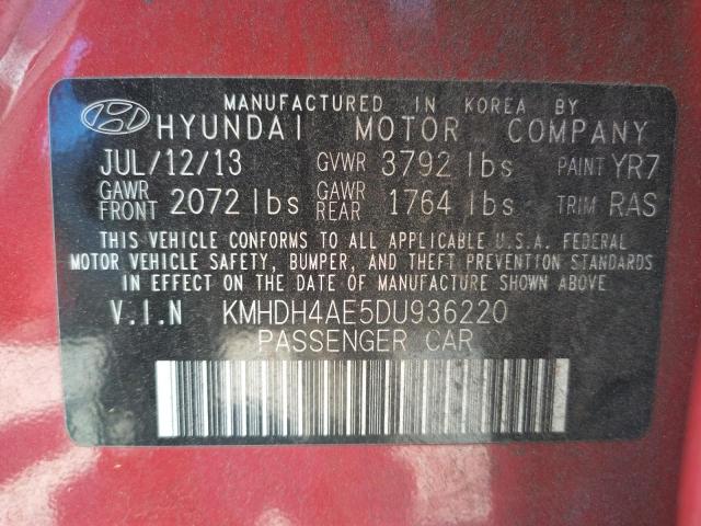 Photo 9 VIN: KMHDH4AE5DU936220 - HYUNDAI ELANTRA GL 