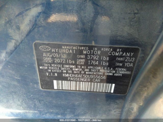 Photo 8 VIN: KMHDH4AE5DU955656 - HYUNDAI ELANTRA 