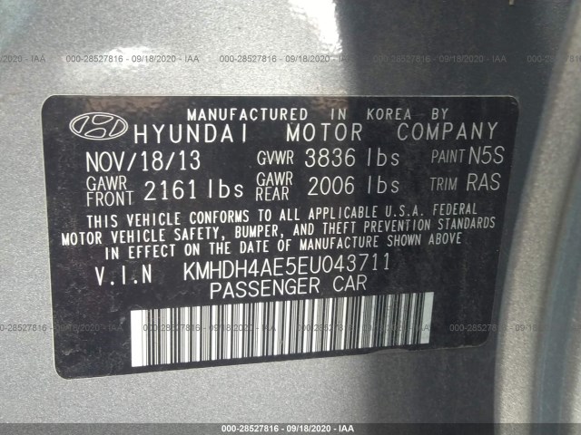 Photo 8 VIN: KMHDH4AE5EU043711 - HYUNDAI ELANTRA 