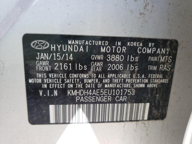 Photo 9 VIN: KMHDH4AE5EU101753 - HYUNDAI ELANTRA 