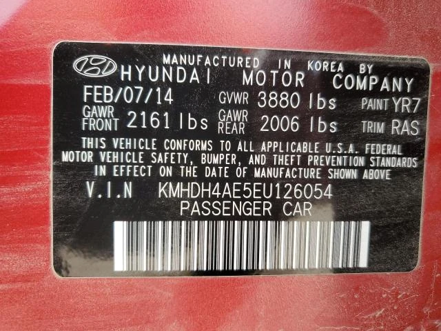 Photo 11 VIN: KMHDH4AE5EU126054 - HYUNDAI ELANTRA SE 