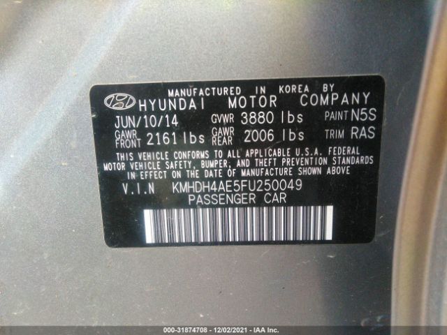 Photo 8 VIN: KMHDH4AE5FU250049 - HYUNDAI ELANTRA 