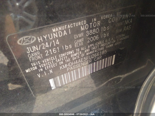 Photo 8 VIN: KMHDH4AE5FU266185 - HYUNDAI ELANTRA 