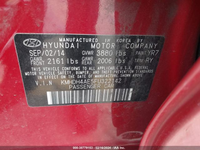 Photo 8 VIN: KMHDH4AE5FU322142 - HYUNDAI ELANTRA 