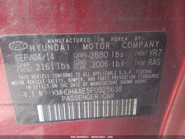 Photo 8 VIN: KMHDH4AE5FU325638 - HYUNDAI ELANTRA 