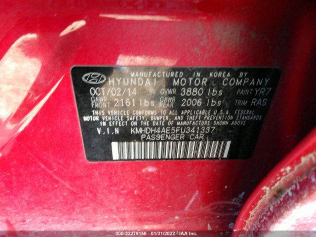 Photo 8 VIN: KMHDH4AE5FU341337 - HYUNDAI ELANTRA 