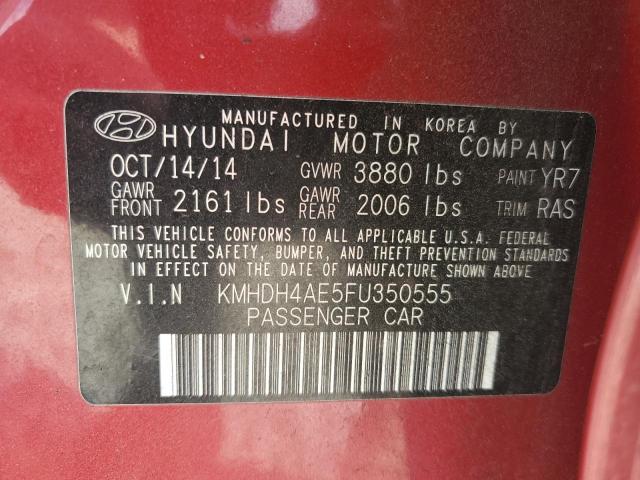 Photo 12 VIN: KMHDH4AE5FU350555 - HYUNDAI ELANTRA 