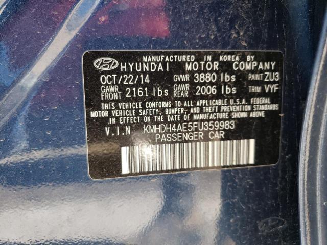 Photo 11 VIN: KMHDH4AE5FU359983 - HYUNDAI ELANTRA 