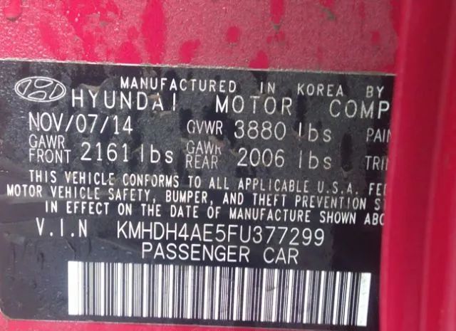 Photo 8 VIN: KMHDH4AE5FU377299 - HYUNDAI ELANTRA 