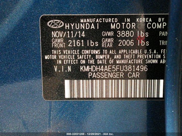 Photo 8 VIN: KMHDH4AE5FU381496 - HYUNDAI ELANTRA 