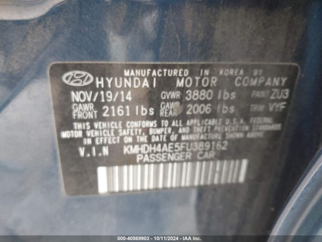 Photo 8 VIN: KMHDH4AE5FU389162 - HYUNDAI ELANTRA 