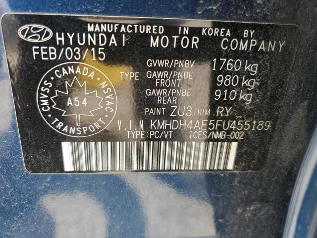 Photo 12 VIN: KMHDH4AE5FU455189 - HYUNDAI ELANTRA 