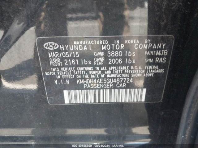 Photo 8 VIN: KMHDH4AE5GU487724 - HYUNDAI ELANTRA 