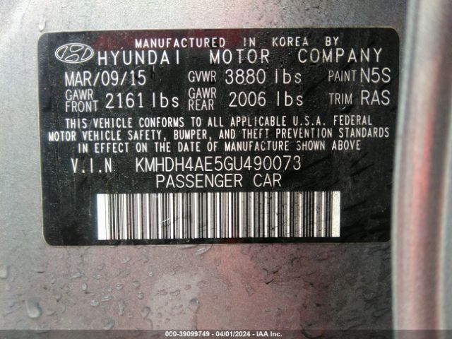 Photo 8 VIN: KMHDH4AE5GU490073 - HYUNDAI ELANTRA 