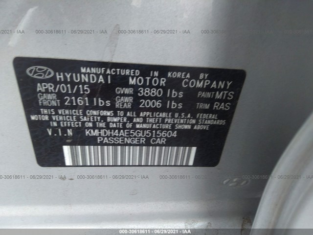 Photo 8 VIN: KMHDH4AE5GU515604 - HYUNDAI ELANTRA 