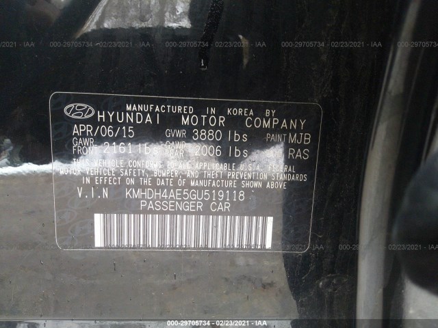 Photo 8 VIN: KMHDH4AE5GU519118 - HYUNDAI ELANTRA 