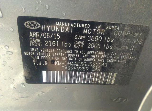 Photo 8 VIN: KMHDH4AE5GU520043 - HYUNDAI ELANTRA 