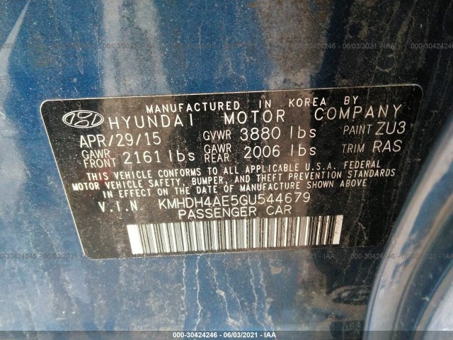 Photo 8 VIN: KMHDH4AE5GU544679 - HYUNDAI ELANTRA 