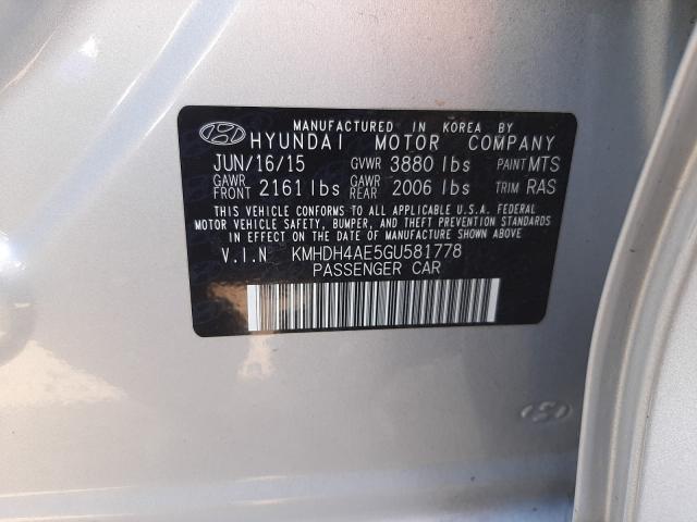 Photo 9 VIN: KMHDH4AE5GU581778 - HYUNDAI ELANTRA SE 