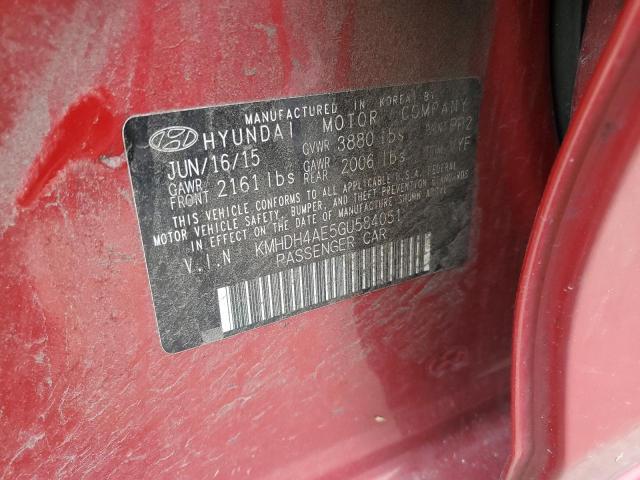 Photo 11 VIN: KMHDH4AE5GU584051 - HYUNDAI ELANTRA 