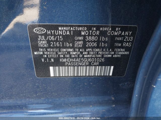 Photo 8 VIN: KMHDH4AE5GU601026 - HYUNDAI ELANTRA 