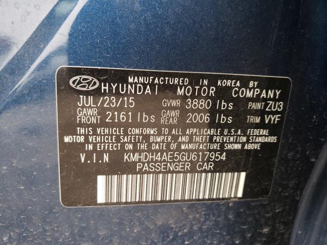 Photo 9 VIN: KMHDH4AE5GU617954 - HYUNDAI ELANTRA 