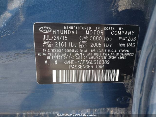 Photo 8 VIN: KMHDH4AE5GU618389 - HYUNDAI ELANTRA 