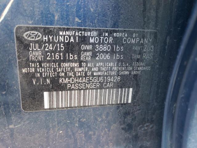 Photo 9 VIN: KMHDH4AE5GU619428 - HYUNDAI ELANTRA SE 