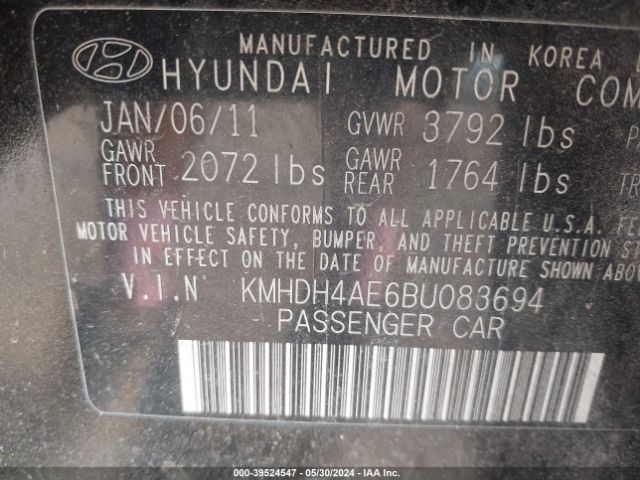 Photo 8 VIN: KMHDH4AE6BU083694 - HYUNDAI ELANTRA 