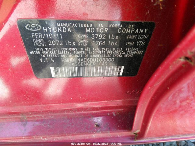 Photo 8 VIN: KMHDH4AE6BU103300 - HYUNDAI ELANTRA 