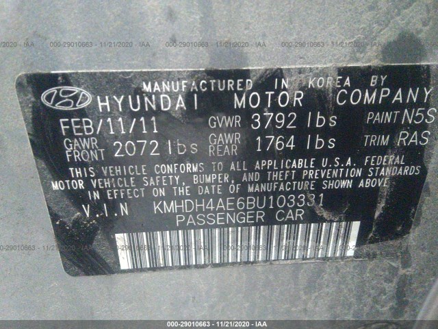 Photo 8 VIN: KMHDH4AE6BU103331 - HYUNDAI ELANTRA 