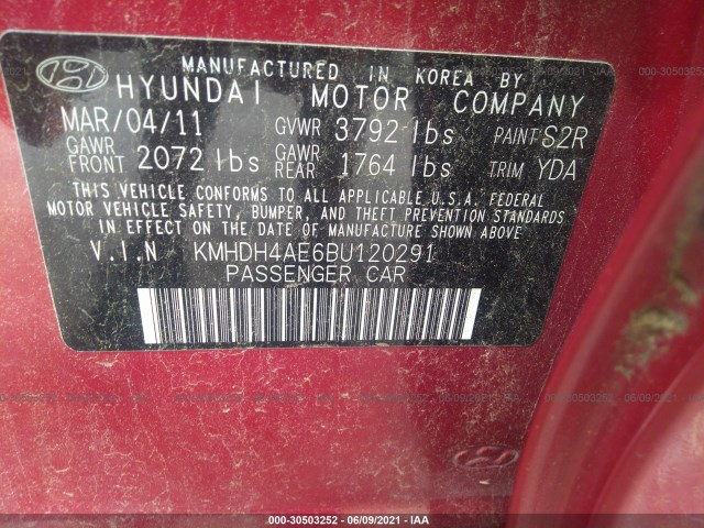 Photo 8 VIN: KMHDH4AE6BU120291 - HYUNDAI ELANTRA GL 