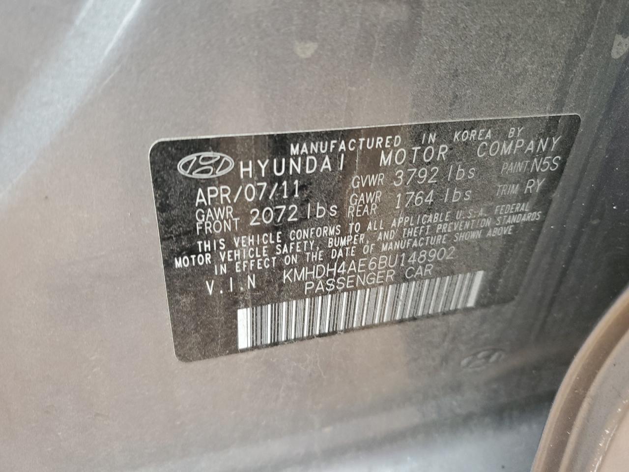 Photo 12 VIN: KMHDH4AE6BU148902 - HYUNDAI ELANTRA 