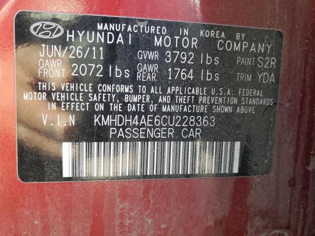 Photo 11 VIN: KMHDH4AE6CU228363 - HYUNDAI ELANTRA 