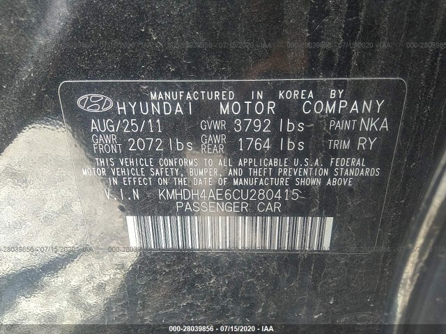 Photo 8 VIN: KMHDH4AE6CU280415 - HYUNDAI ELANTRA 