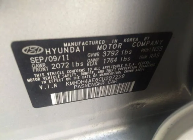 Photo 8 VIN: KMHDH4AE6CU297229 - HYUNDAI ELANTRA 