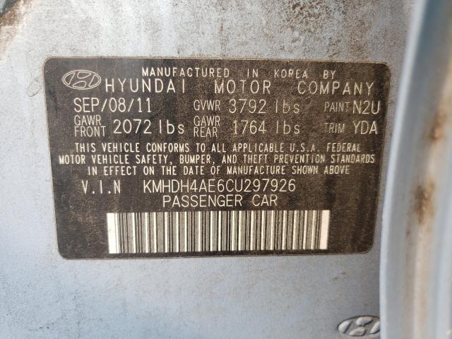 Photo 9 VIN: KMHDH4AE6CU297926 - HYUNDAI ELANTRA GL 