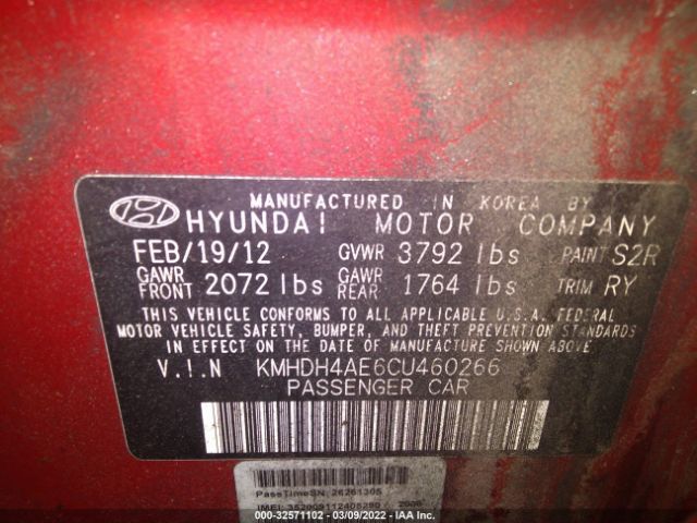 Photo 8 VIN: KMHDH4AE6CU460266 - HYUNDAI ELANTRA 