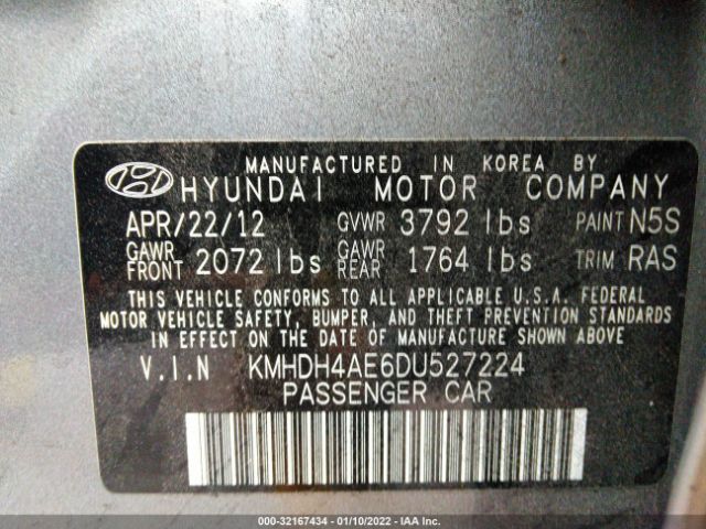 Photo 8 VIN: KMHDH4AE6DU527224 - HYUNDAI ELANTRA 